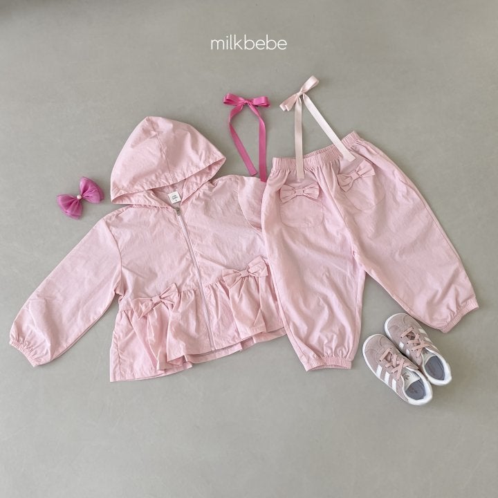 Milk Bebe - Korean Children Fashion - #kidsshorts - Ribbon Windbreaker Top Bottom Set - 8