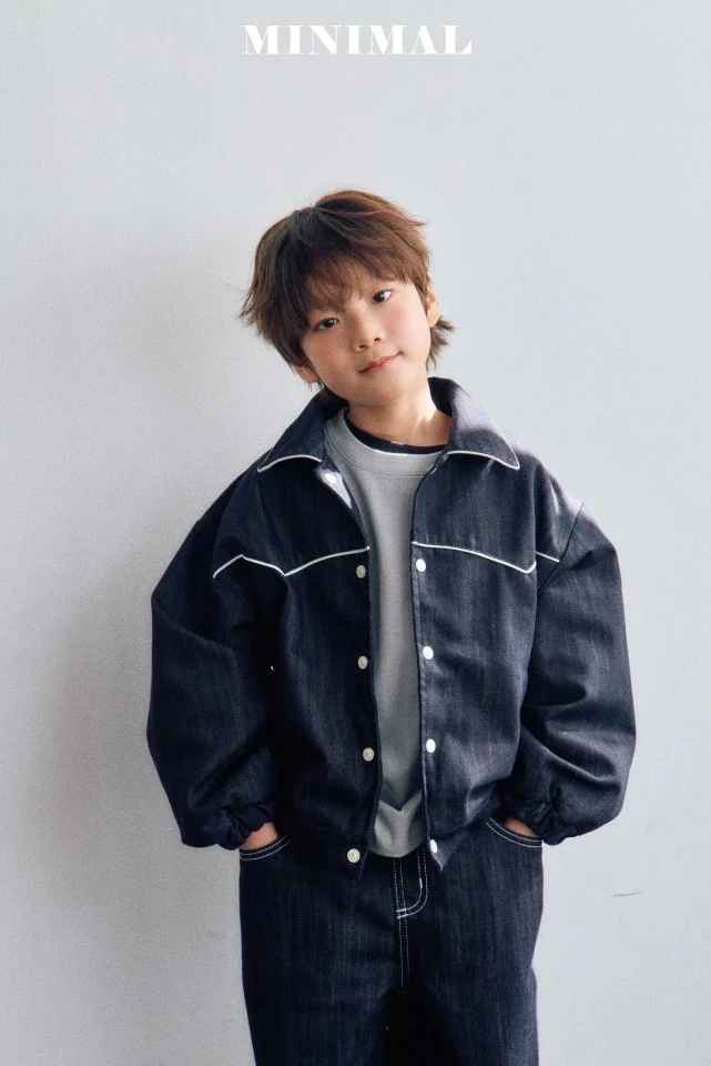 Minimal - Korean Children Fashion - #stylishchildhood - Non-fade Denim Piping Jumper - 10