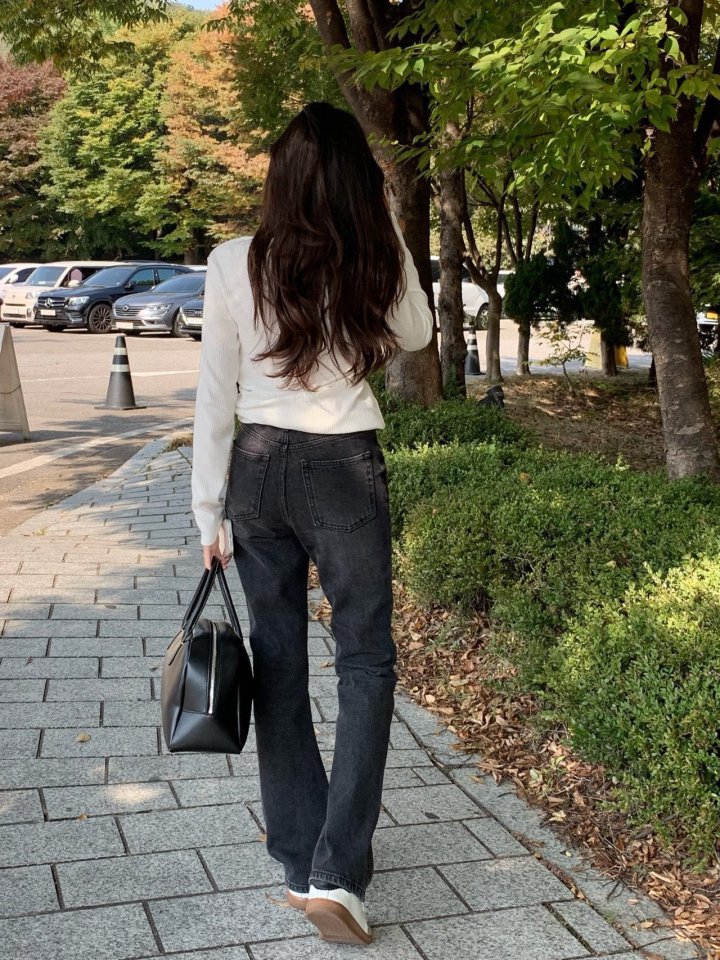 Moani - Korean Women Fashion - #momslook - Semi Pleared Denim Pants - 6