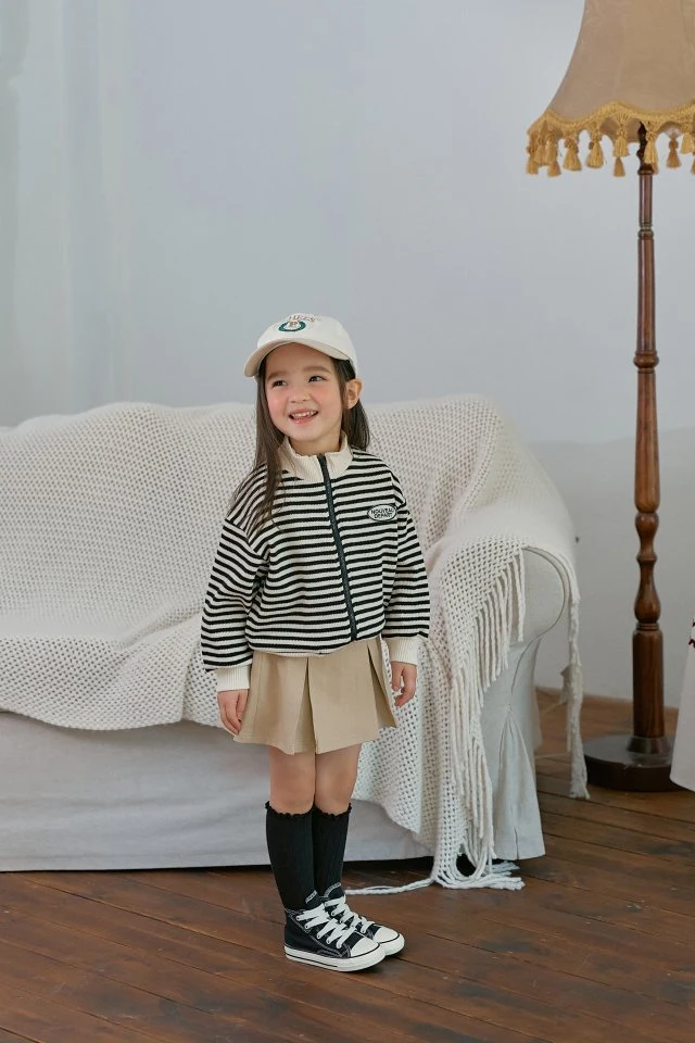 Momo Ann - Korean Children Fashion - #Kfashion4kids - Stripe Zip-up Cardigan - 6