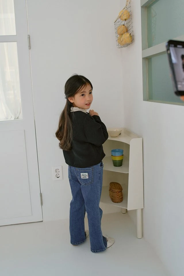 Momo Ann - Korean Children Fashion - #Kfashion4kids - Label Denim Bootcut Pants - 8