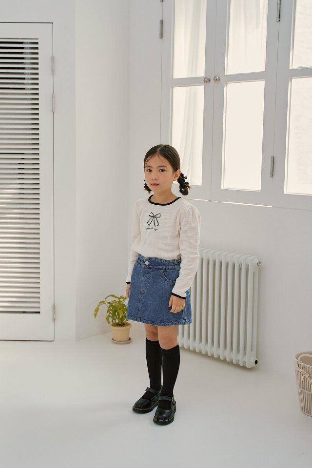 Momo Ann - Korean Children Fashion - #Kfashion4kids - Cloud Denim Skirt Pants - 5