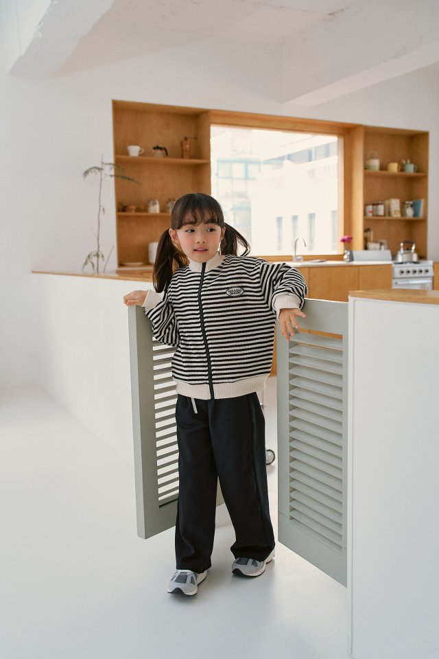 Momo Ann - Korean Children Fashion - #discoveringself - Stripe Zip-up Cardigan