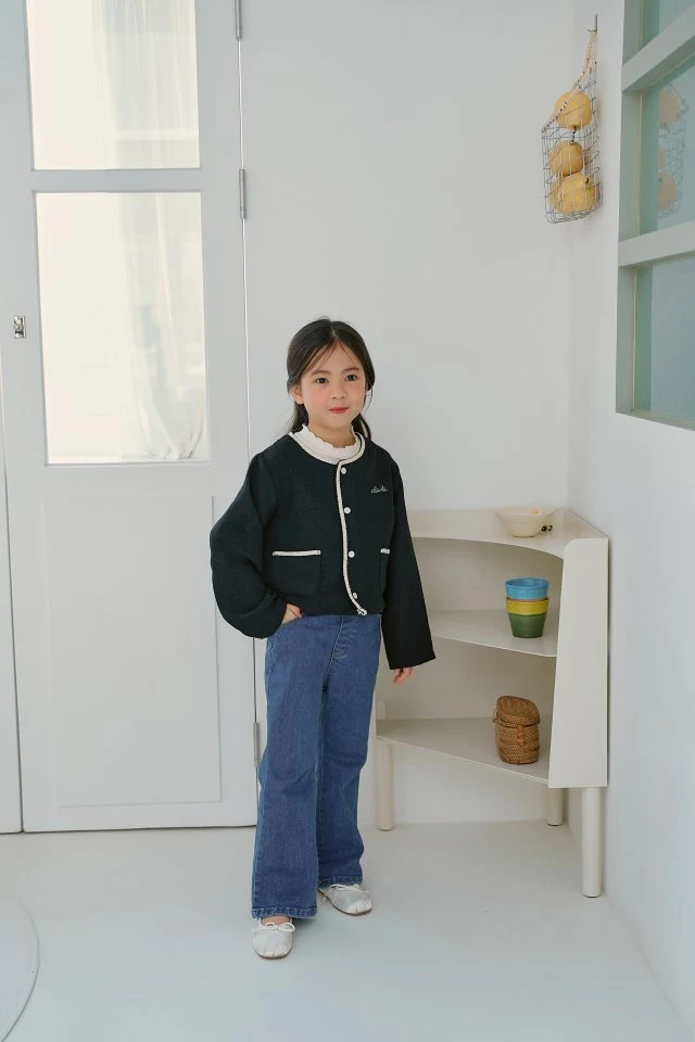 Momo Ann - Korean Children Fashion - #kidsstore - Label Denim Bootcut Pants - 6