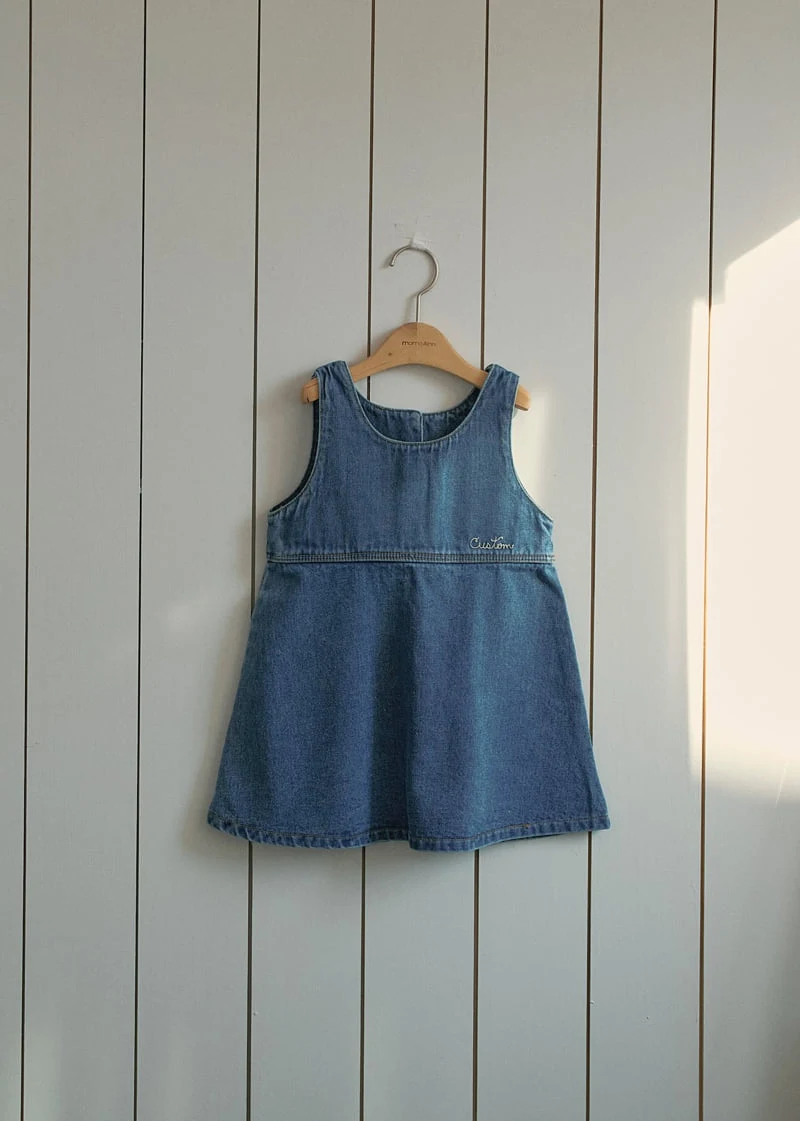 Momo Ann - Korean Children Fashion - #kidzfashiontrend - Blue Sleeveless One-piece - 10