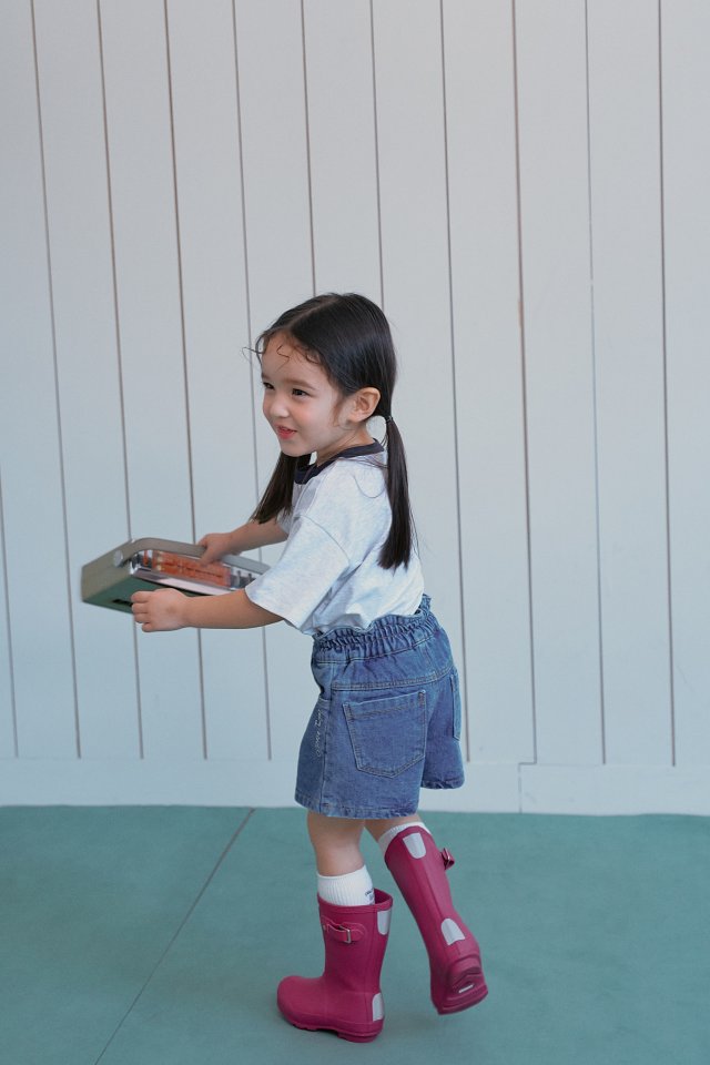 Momo Ann - Korean Children Fashion - #kidsstore - Cloud Denim Skirt Pants - 4