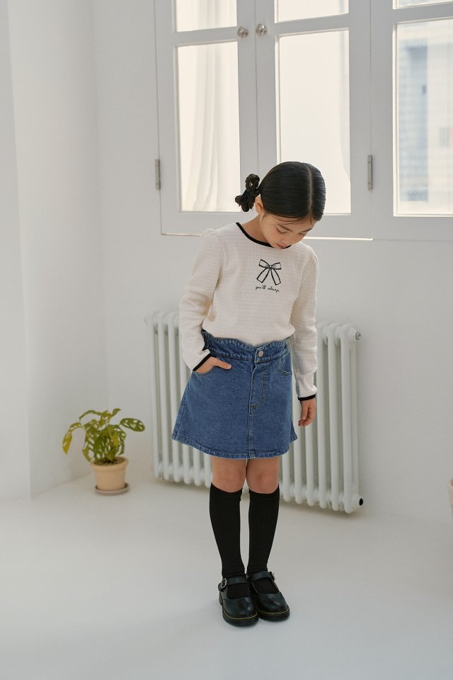 Momo Ann - Korean Children Fashion - #littlefashionista - Cloud Denim Skirt Pants - 6