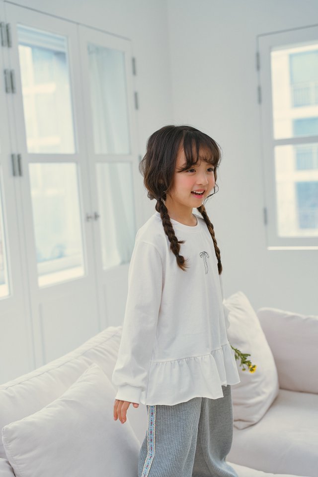 Momo Ann - Korean Children Fashion - #minifashionista - Frill Long Tee - 3