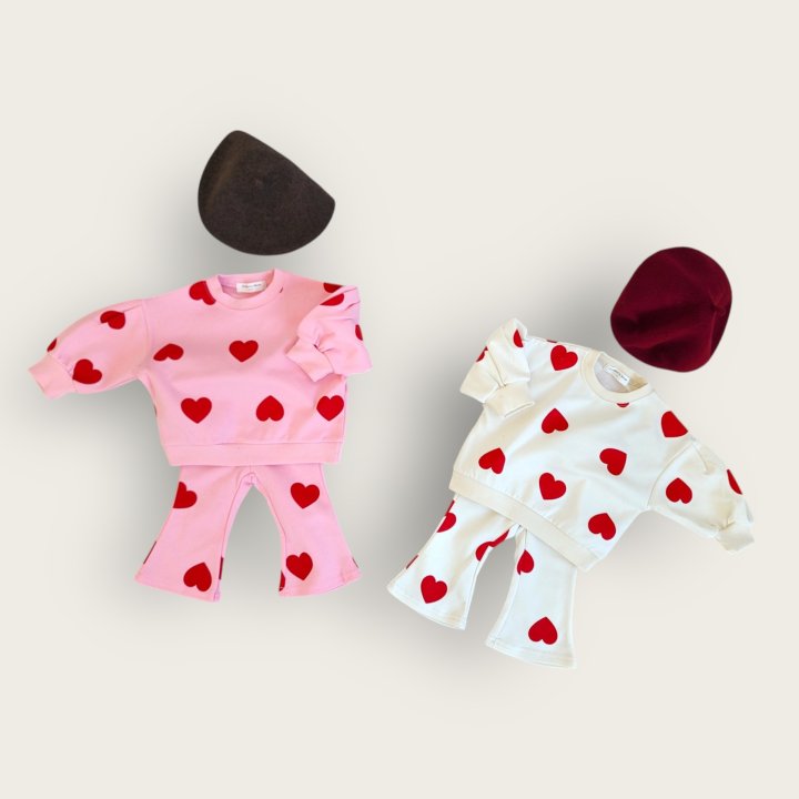 Moran - Korean Baby Fashion - #babyootd - I Love You Bootcut Set