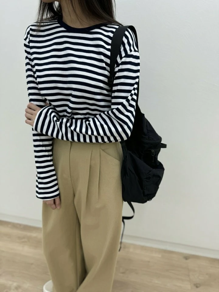 Most - Korean Women Fashion - #momslook - Dint Stripe Tee - 2