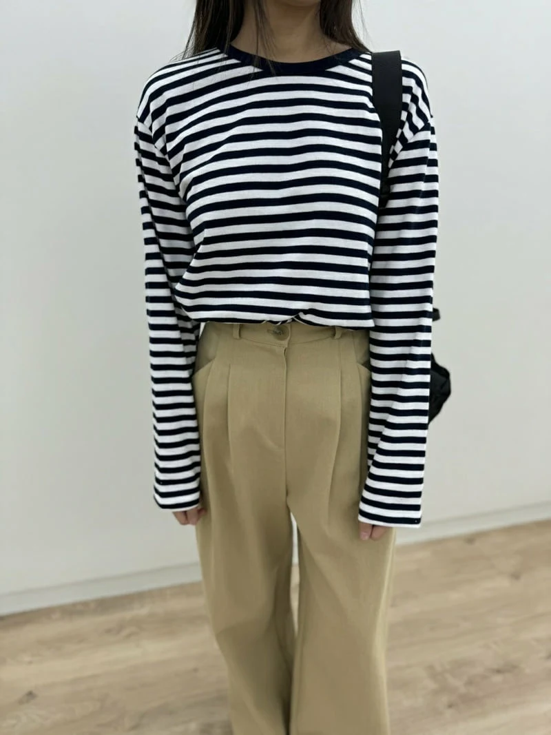 Most - Korean Women Fashion - #vintageinspired - Dint Stripe Tee - 2