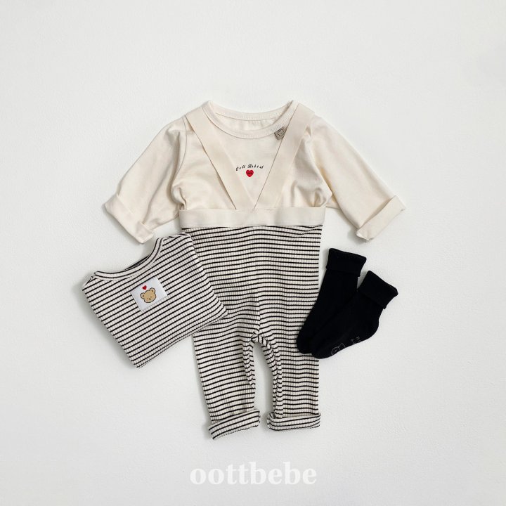 Oott Bebe - Korean Baby Fashion - #babyboutiqueclothing - Bebe Ribbed Suspenders Leggings - 3