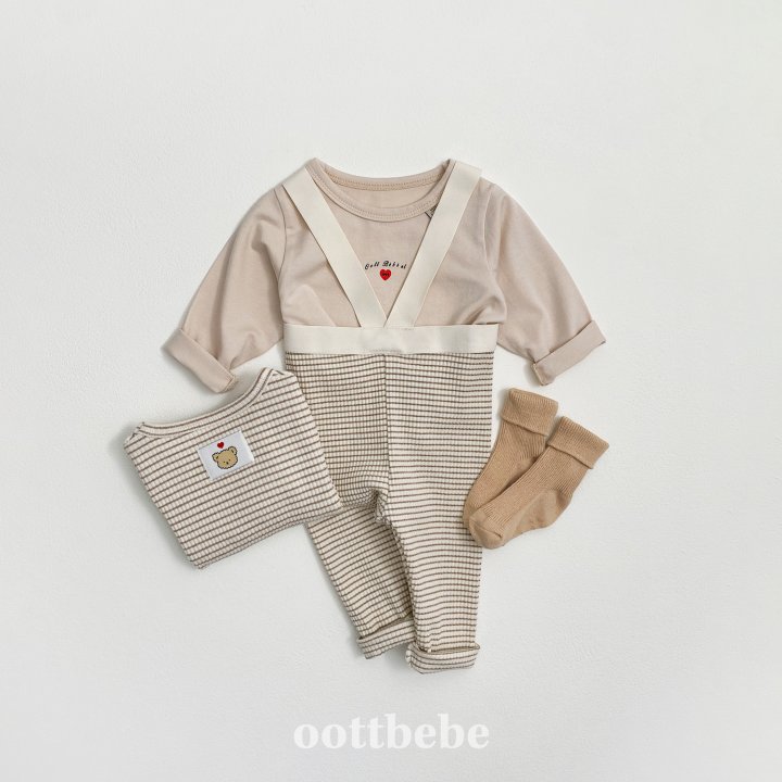 Oott Bebe - Korean Baby Fashion - #babyboutiqueclothing - Bebe Ribbed Suspenders Leggings - 4