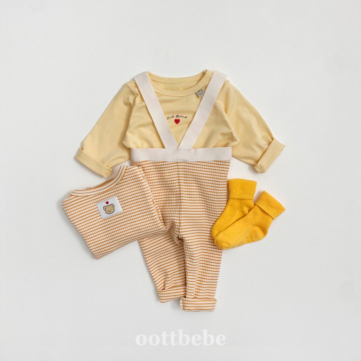 Oott Bebe - Korean Baby Fashion - #babyfashion - Bebe Ribbed Suspenders Leggings - 5