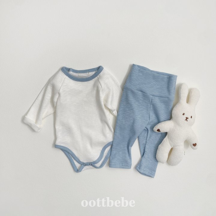 Oott Bebe - Korean Baby Fashion - #babyfashion - Ribbed Slush Suit Set (set of 2)