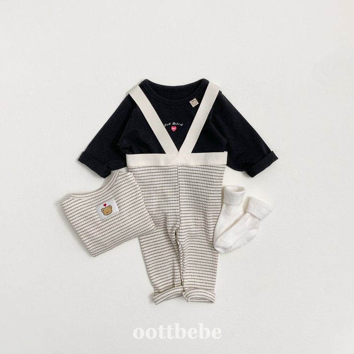 Oott Bebe - Korean Baby Fashion - #babygirlfashion - Bebe Ribbed Suspenders Leggings - 7