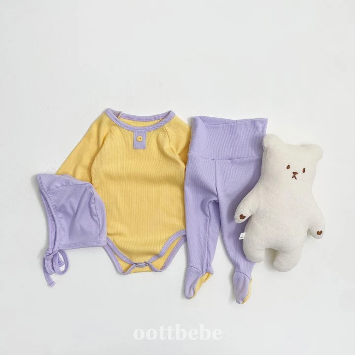 Oott Bebe - Korean Baby Fashion - #babygirlfashion - TOY Ribbed Suit (set of 3)