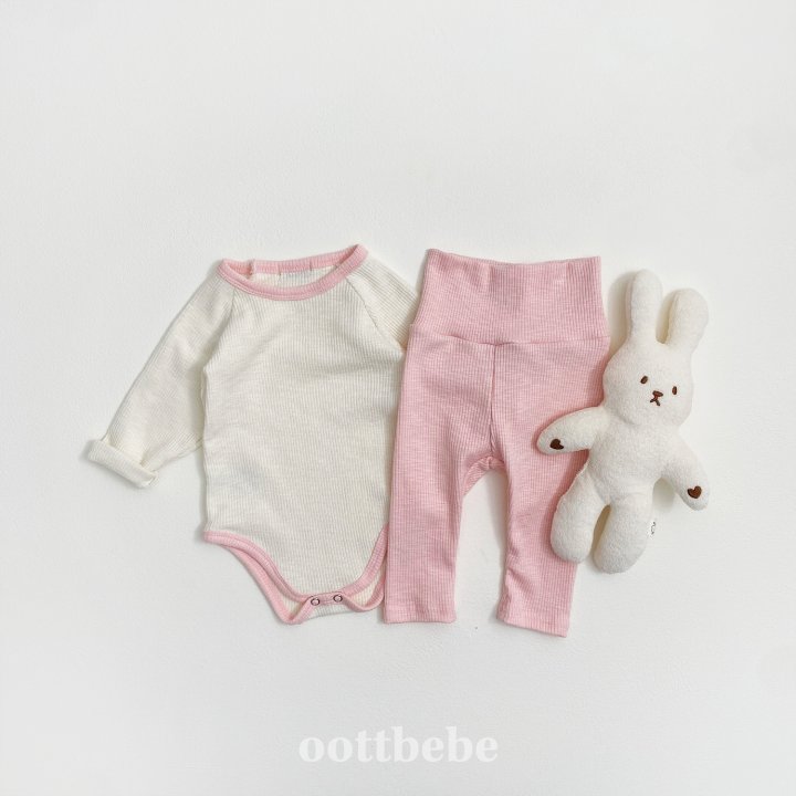 Oott Bebe - Korean Baby Fashion - #babygirlfashion - Ribbed Slush Suit Set (set of 2) - 4