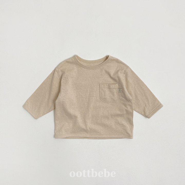 Oott Bebe - Korean Baby Fashion - #babyoutfit - Natural Pocket Tee - 2