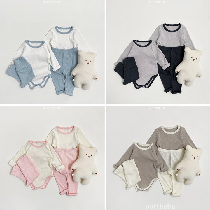 Oott Bebe - Korean Baby Fashion - #babyoutfit - Ribbed Slush Easywear - 7