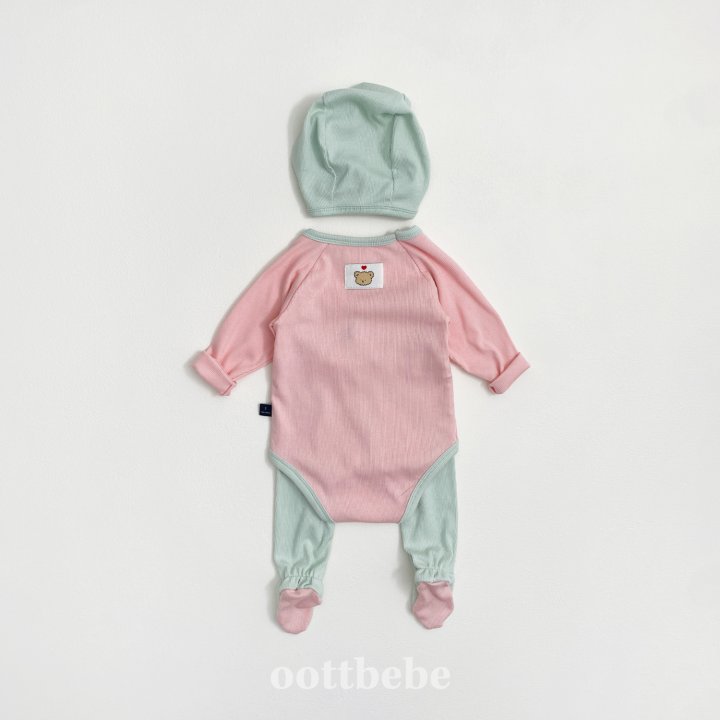 Oott Bebe - Korean Baby Fashion - #onlinebabyshop - TOY Ribbed Suit (set of 3) - 9