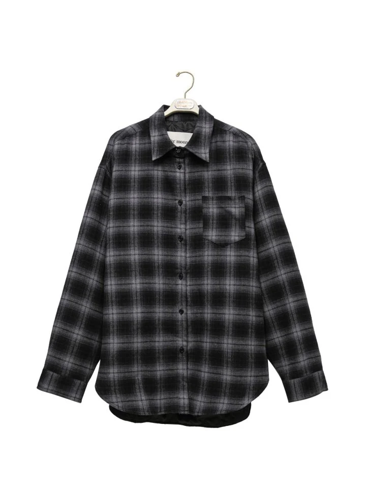 Paper Moon - Korean Women Fashion - #momslook - Oversized Flannel Checked Quilted Button Down Shirt Jacket - 6