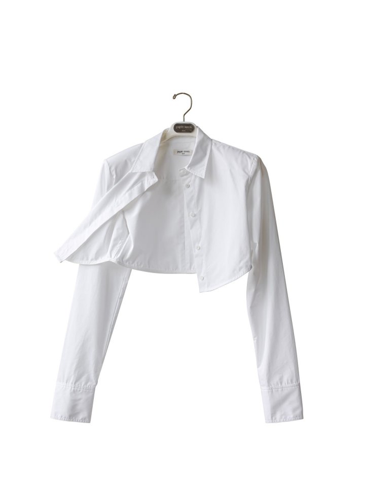 Paper Moon - Korean Women Fashion - #momslook - LUX Shoulder Pad​ Cropped Button Down Shirt - 5