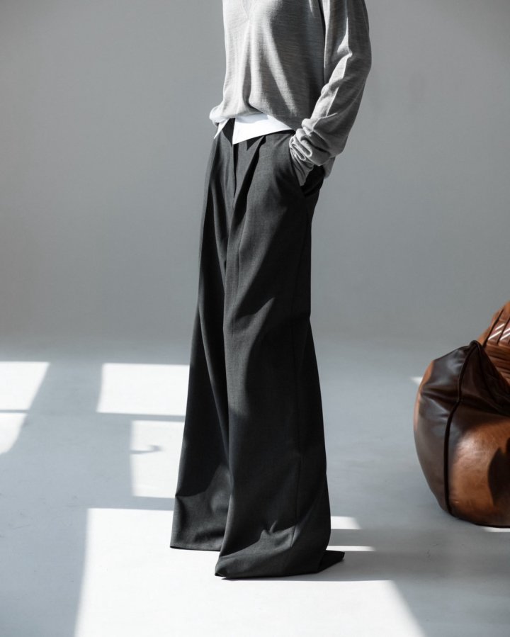 Paper Moon - Korean Women Fashion - #romanticstyle - Color Waist Wide Pin-tuck Trousers - 2