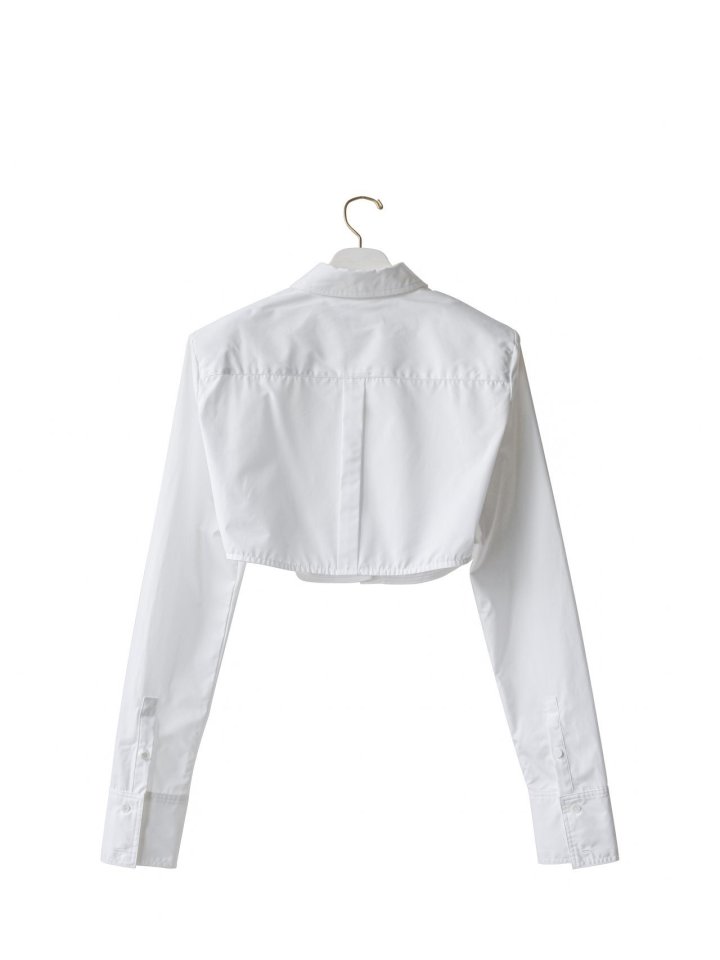 Paper Moon - Korean Women Fashion - #momslook - LUX Shoulder Pad​ Cropped Button Down Shirt - 4