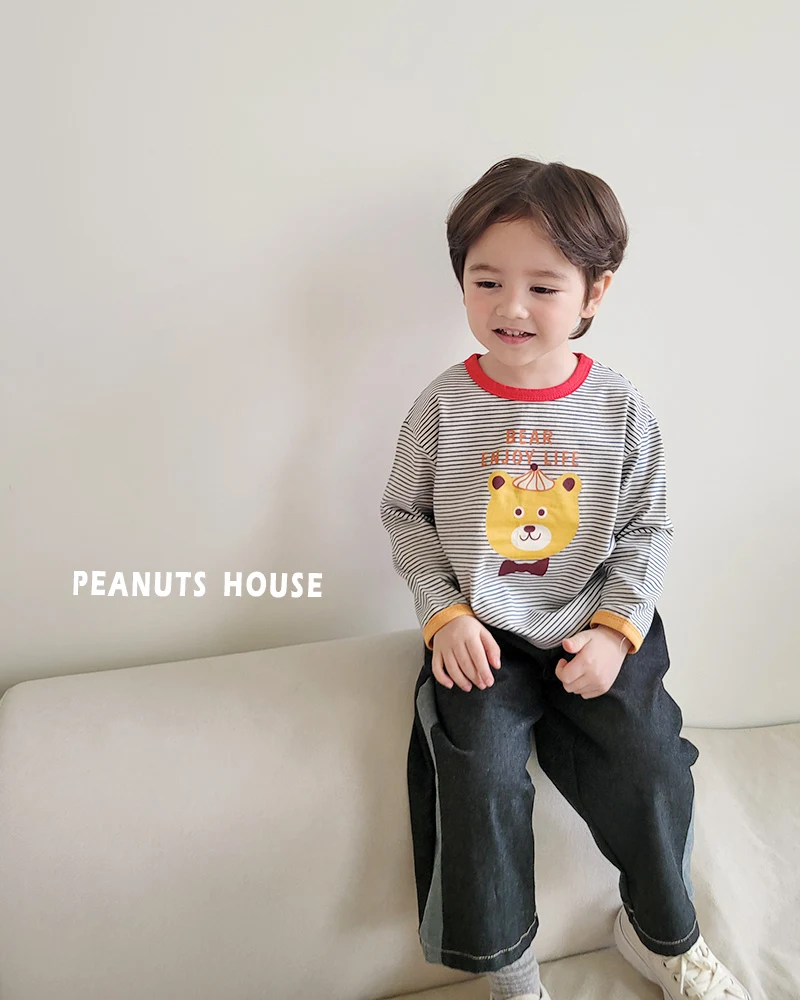 Peanuts - Korean Children Fashion - #fashionkids - Bow Tie Bear Tee