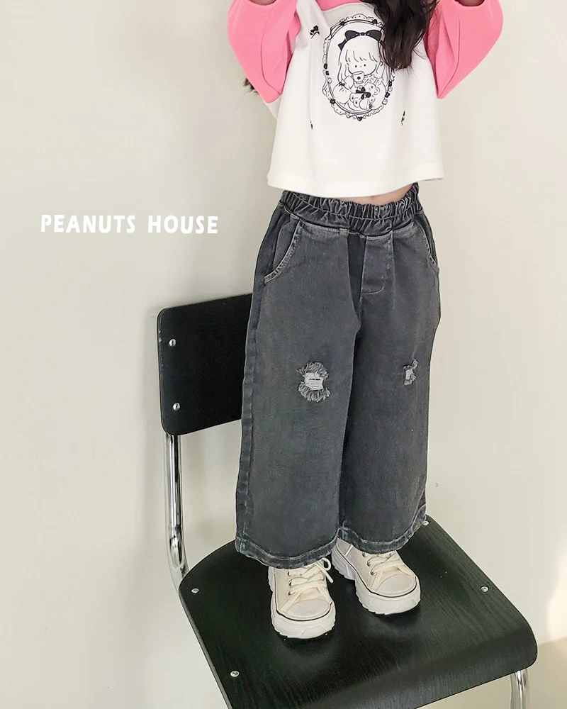 Peanuts - Korean Children Fashion - #todddlerfashion - Old Jeans