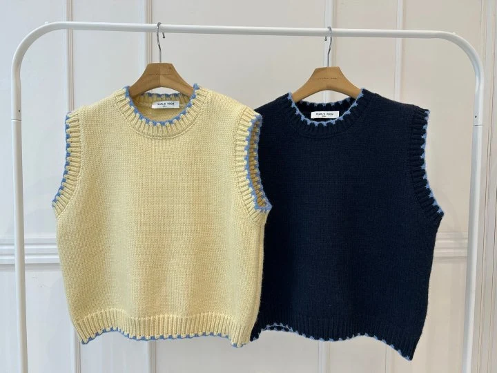 Pearls room - Korean Women Fashion - #momslook - Raglan Knit Vest - 11