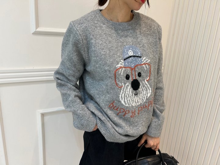 Pearls room - Korean Women Fashion - #shopsmall - Dog Knit - 3