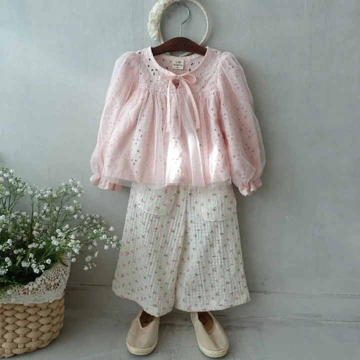 Pudding - Korean Children Fashion - #Kfashion4kids - Flower Wide Cotton Pants - 10