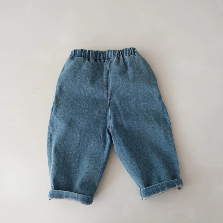 Pudding - Korean Children Fashion - #childofig - Two-tuck Wide Denim Pants