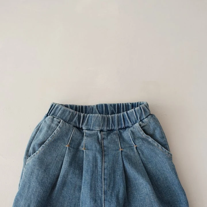 Pudding - Korean Children Fashion - #designkidswear - Two-tuck Wide Denim Pants - 3