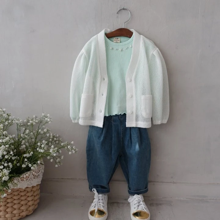 Pudding - Korean Children Fashion - #designkidswear - Two-tuck Wide Denim Pants - 4