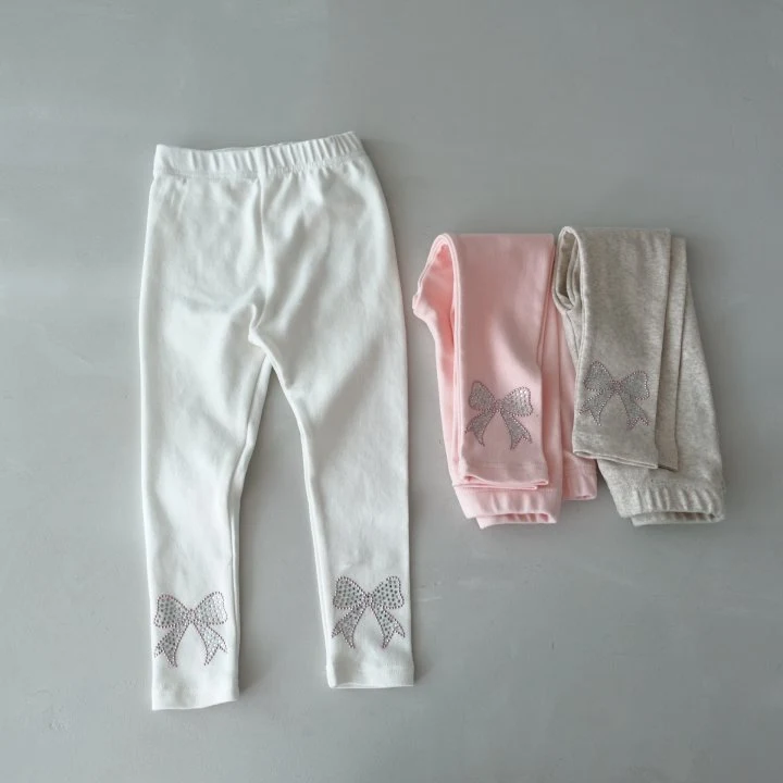 Pudding - Korean Children Fashion - #discoveringself - Ribbon Leggings - 2