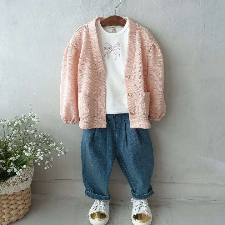 Pudding - Korean Children Fashion - #kidsshorts - Two-tuck Wide Denim Pants - 6