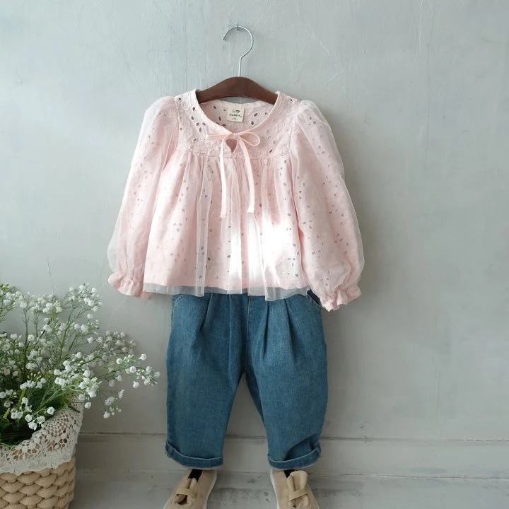 Pudding - Korean Children Fashion - #kidsstore - Two-tuck Wide Denim Pants - 7