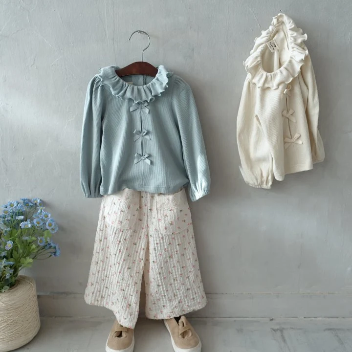 Pudding - Korean Children Fashion - #littlefashionista - Flower Wide Cotton Pants - 11