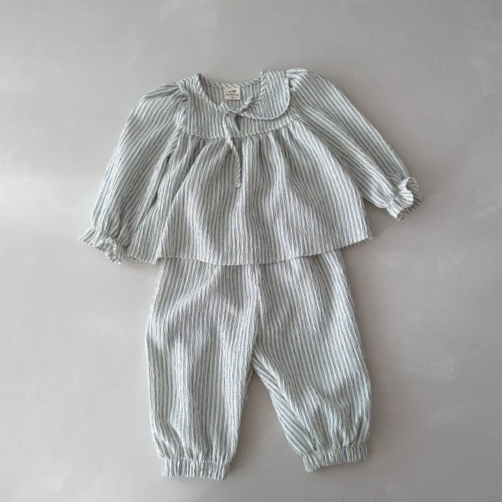 Pudding - Korean Children Fashion - #magicofchildhood - Striped Top Bottom Set - 3