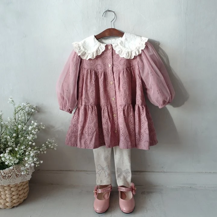 Pudding - Korean Children Fashion - #minifashionista - Embroidery One-piece - 9