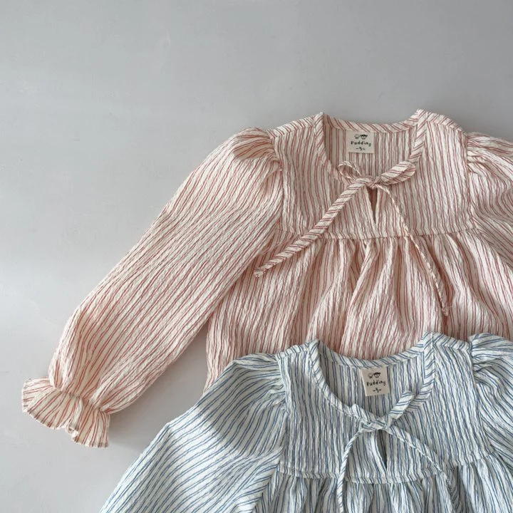 Pudding - Korean Children Fashion - #toddlerclothing - Striped Top Bottom Set - 7