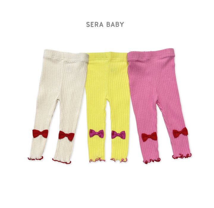 Sera - Korean Baby Fashion - #babyboutique - Bebe Ribbed Ribbon Leggings