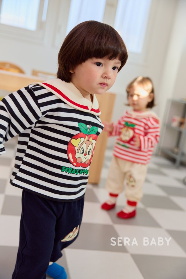 Sera - Korean Baby Fashion - #babyfashion - Bebe Stripe Sailor Top Bottom Set - 7