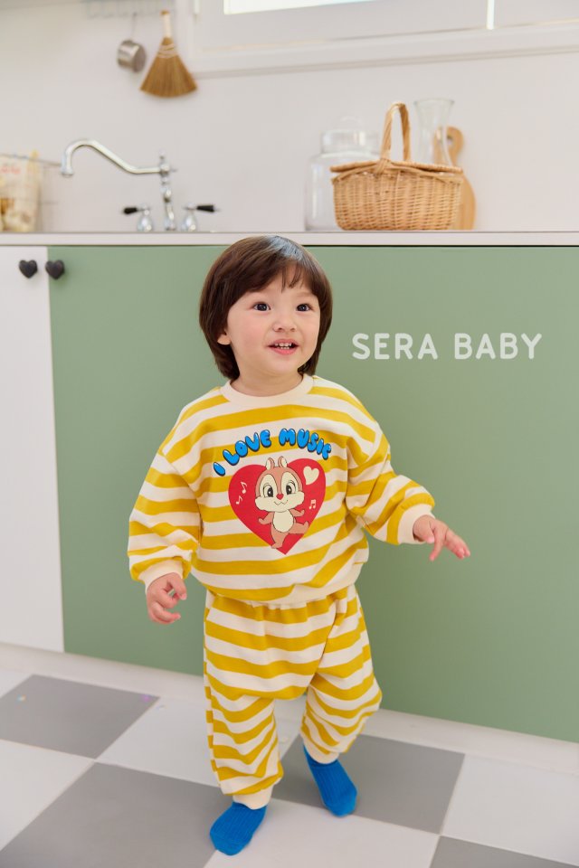 Sera - Korean Baby Fashion - #babyfever - Bebe Heart Stripe Top Bottom Set