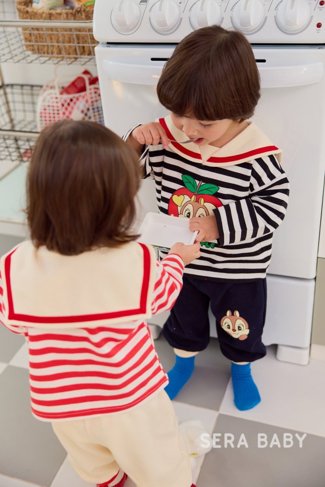 Sera - Korean Baby Fashion - #babylifestyle - Bebe Stripe Sailor Top Bottom Set - 10