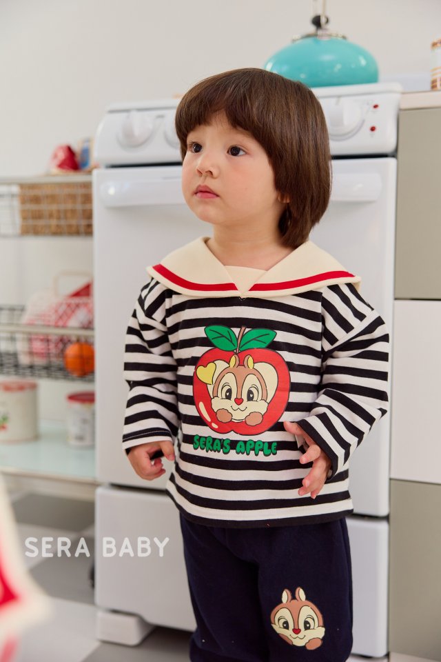 Sera - Korean Baby Fashion - #babyootd - Bebe Stripe Sailor Top Bottom Set - 12