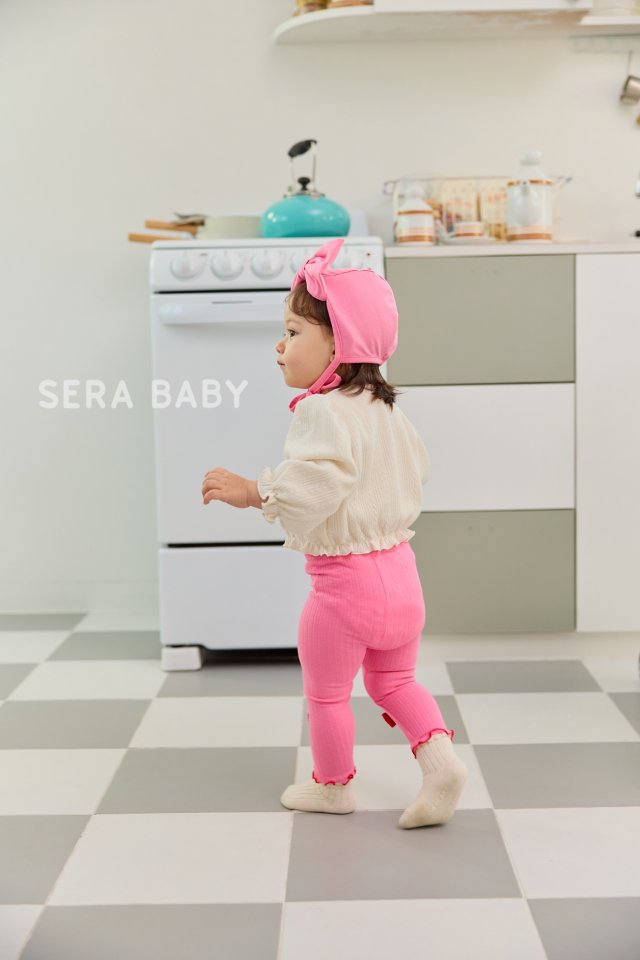 Sera - Korean Baby Fashion - #babyootd - Bebe Ribbed Ribbon Leggings - 9